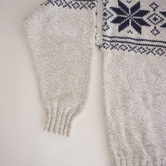 Vintage Fieldmaster Wool Cotton Sweater Grey Nordic Cabincore Winter Large - Picture 7 of 10